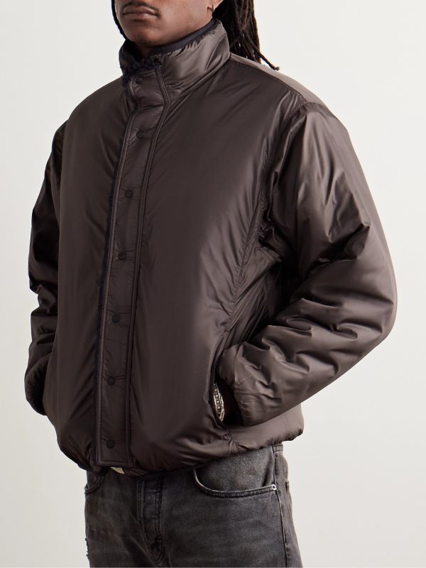 Bone Boa Reversible Printed Fleece and Nylon Jacket - E2