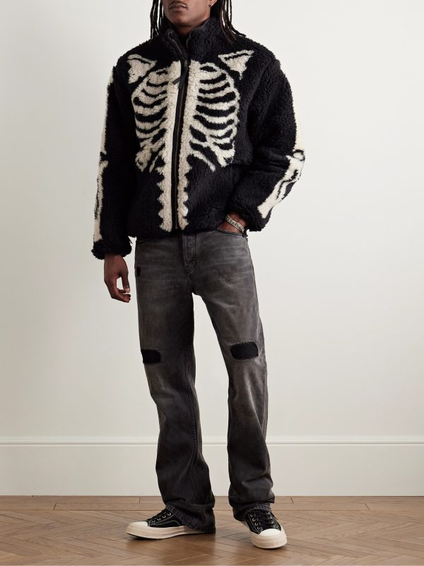 Bone Boa Reversible Printed Fleece and Nylon Jacket - OU