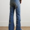 Flared Distressed Patchwork Jeans - BK Flared Distressed Patchwork Jeans - BK