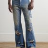 Flared Distressed Patchwork Jeans - FR Flared Distressed Patchwork Jeans - FR