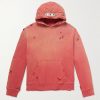 Embellished Suede-Trimmed Distressed Cotton-Jersey Hoodie Embellished Suede-Trimmed Distressed Cotton-Jersey Hoodie