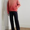 Embellished Suede-Trimmed Distressed Cotton-Jersey Hoodie - OU Embellished Suede-Trimmed Distressed Cotton-Jersey Hoodie - OU