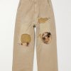 Katsuragi Port Straight-Leg Patchwork Distressed Cotton-Twill Trousers Katsuragi Port Straight-Leg Patchwork Distressed Cotton-Twill Trousers