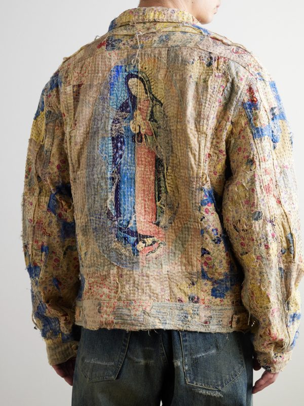 Boro Distressed Patchwork Cotton and Linen-Blend Zip-Up Jacket - BK Boro Distressed Patchwork Cotton and Linen-Blend Zip-Up Jacket - BK