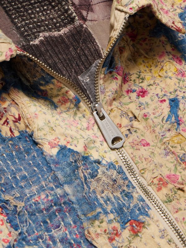 Boro Distressed Patchwork Cotton and Linen-Blend Zip-Up Jacket - CU Boro Distressed Patchwork Cotton and Linen-Blend Zip-Up Jacket - CU