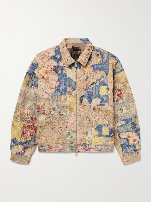 Boro Distressed Patchwork Cotton and Linen-Blend Zip-Up Jacket Boro Distressed Patchwork Cotton and Linen-Blend Zip-Up Jacket
