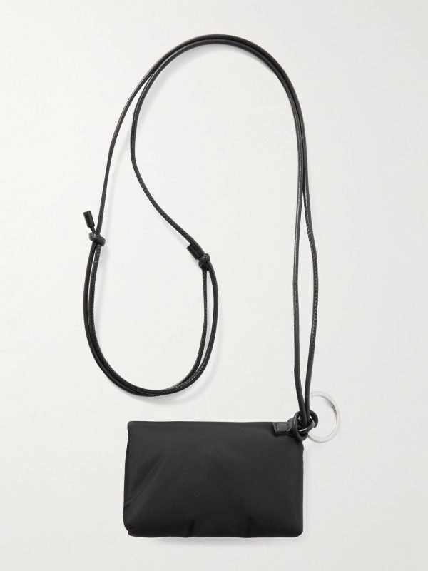 Cassandre Logo-Appliquéd Leather-Trimmed Quilted Padded Nylon Pouch - BK