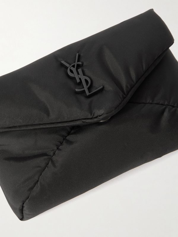 Cassandre Logo-Appliquéd Leather-Trimmed Quilted Padded Nylon Pouch - CU