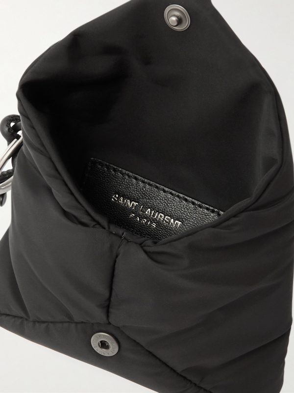 Cassandre Logo-Appliquéd Leather-Trimmed Quilted Padded Nylon Pouch - E1