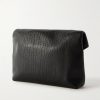 Cassandre Logo-Appliquéd Textured-Leather Pouch - BK