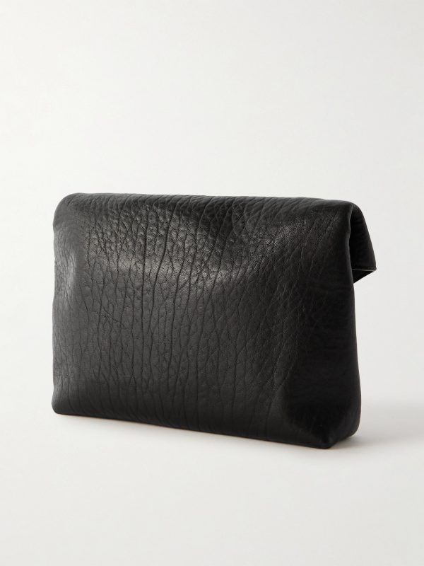 Cassandre Logo-Appliquéd Textured-Leather Pouch - BK
