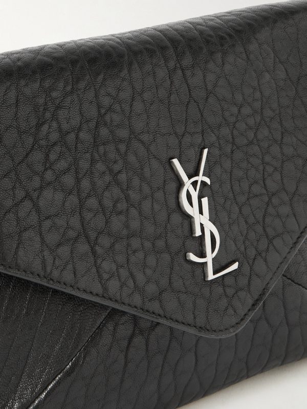 Cassandre Logo-Appliquéd Textured-Leather Pouch - CU