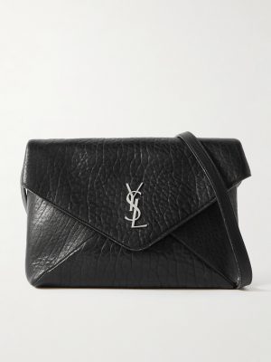 Cassandre Logo-Appliquéd Textured-Leather Pouch Cassandre Logo-Appliquéd Textured-Leather Pouch