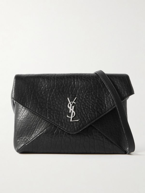 Cassandre Logo-Appliquéd Textured-Leather Pouch