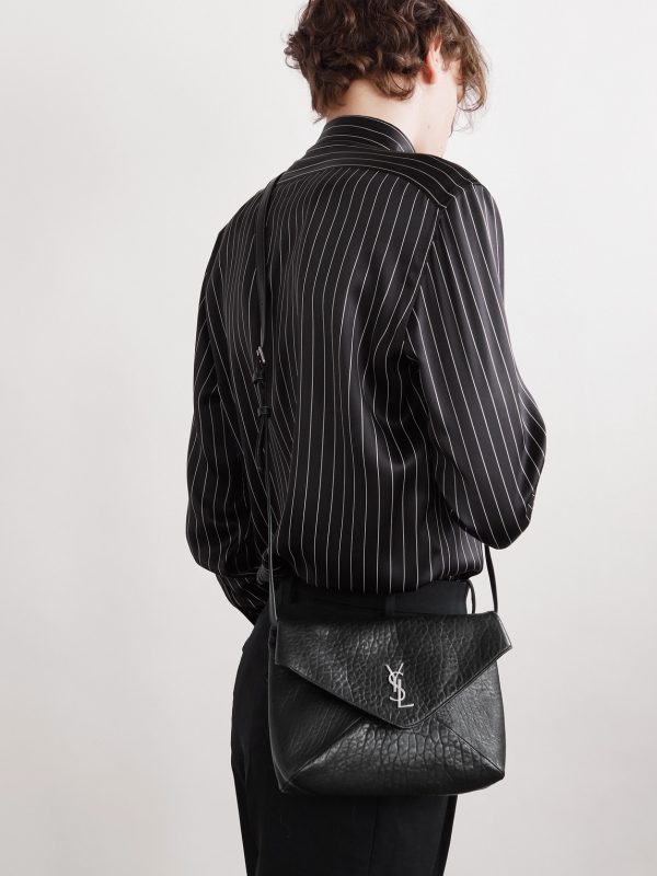 Cassandre Logo-Appliquéd Textured-Leather Pouch - OU