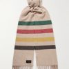 Glacier Fringed Striped Wool Scarf Glacier Fringed Striped Wool Scarf