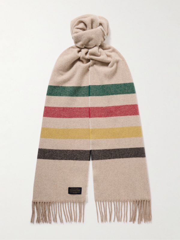 Glacier Fringed Striped Wool Scarf Glacier Fringed Striped Wool Scarf