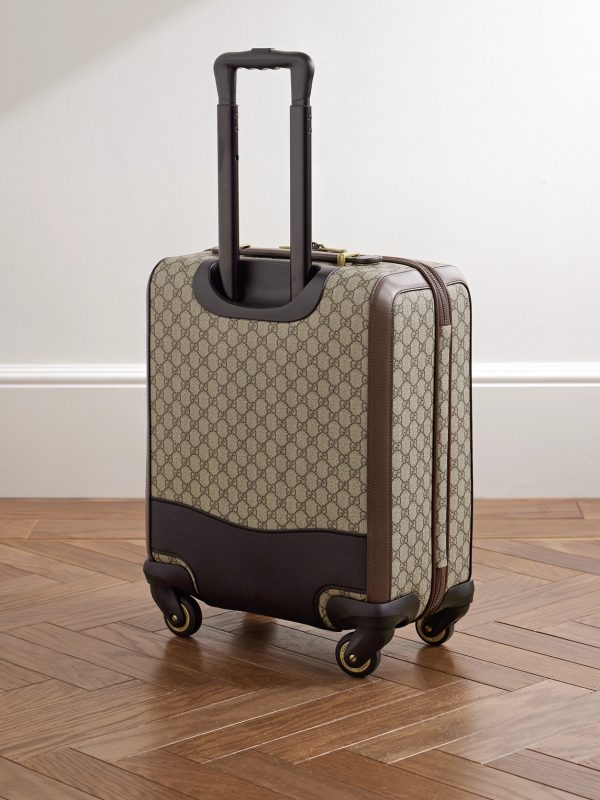 Savoy Leather-Trimmed Printed Coated-Canvas Suitcase - BK Savoy Leather-Trimmed Printed Coated-Canvas Suitcase - BK