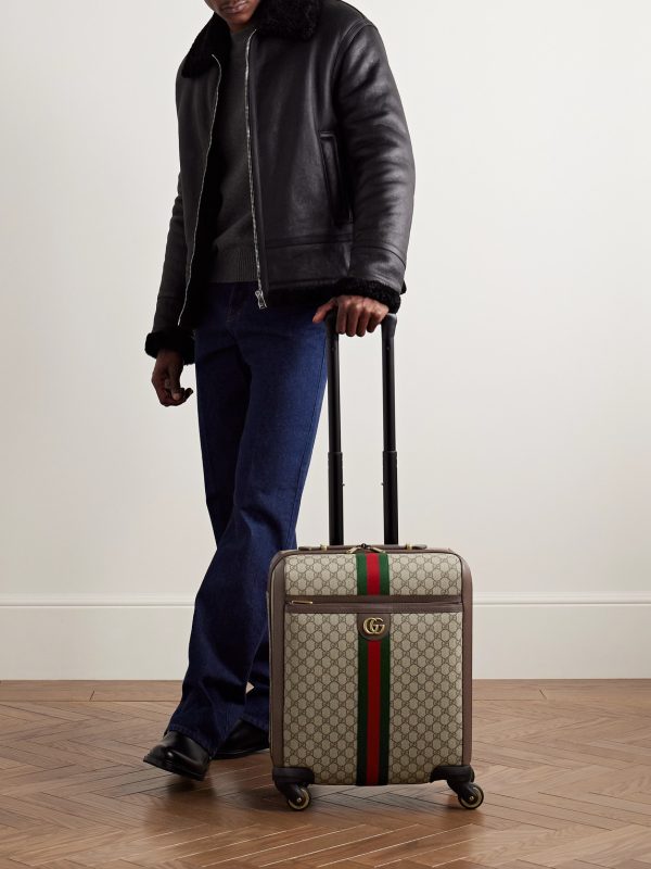 Savoy Leather-Trimmed Printed Coated-Canvas Suitcase - E1 Savoy Leather-Trimmed Printed Coated-Canvas Suitcase - E1