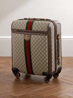 Savoy Leather-Trimmed Printed Coated-Canvas Suitcase Savoy Leather-Trimmed Printed Coated-Canvas Suitcase