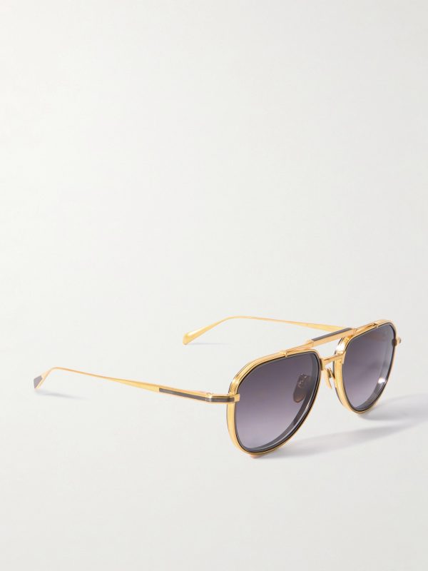 Commander Aviator-Style Brushed Two-Tone Beta Titanium Sunglasses - FR Commander Aviator-Style Brushed Two-Tone Beta Titanium Sunglasses - FR