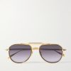 Commander Aviator-Style Brushed Two-Tone Beta Titanium Sunglasses Commander Aviator-Style Brushed Two-Tone Beta Titanium Sunglasses
