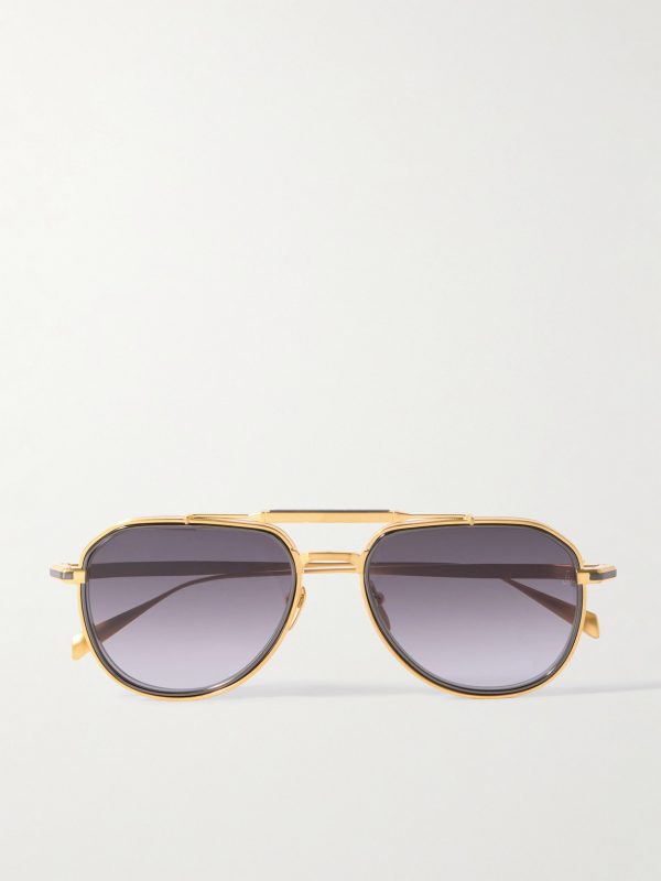 Commander Aviator-Style Brushed Two-Tone Beta Titanium Sunglasses Commander Aviator-Style Brushed Two-Tone Beta Titanium Sunglasses