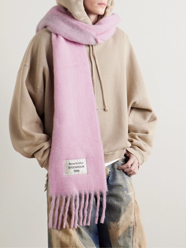 Volly Colour-Block Fringed Logo-Appliquéd Alpaca-Blend Scarf - OU Volly Colour-Block Fringed Logo-Appliquéd Alpaca-Blend Scarf - OU
