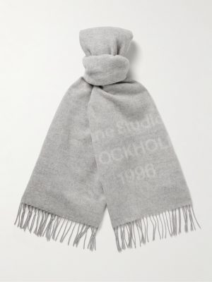 Venus 1996 Logo-Print Fringed Wool Scarf Venus 1996 Logo-Print Fringed Wool Scarf
