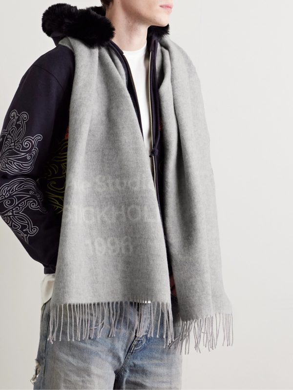 Venus 1996 Logo-Print Fringed Wool Scarf - OU Venus 1996 Logo-Print Fringed Wool Scarf - OU