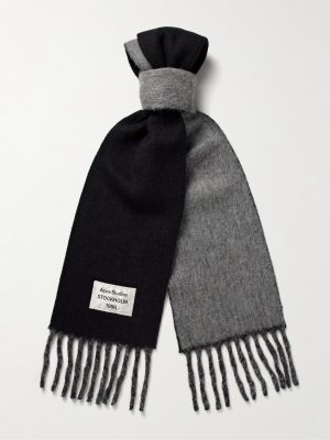 Volly Colour-Block Fringed Logo-Appliquéd Alpaca-Blend Scarf Volly Colour-Block Fringed Logo-Appliquéd Alpaca-Blend Scarf