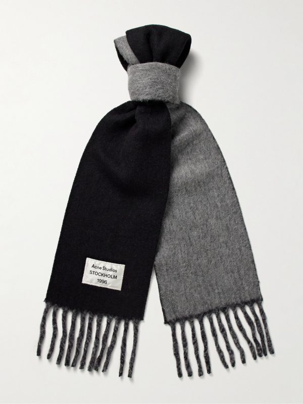 Volly Colour-Block Fringed Logo-Appliquéd Alpaca-Blend Scarf Volly Colour-Block Fringed Logo-Appliquéd Alpaca-Blend Scarf
