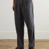 Wide-Leg Pleated Checked Seersucker Trousers - FR Wide-Leg Pleated Checked Seersucker Trousers - FR