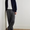 Wide-Leg Pleated Checked Seersucker Trousers - OU Wide-Leg Pleated Checked Seersucker Trousers - OU