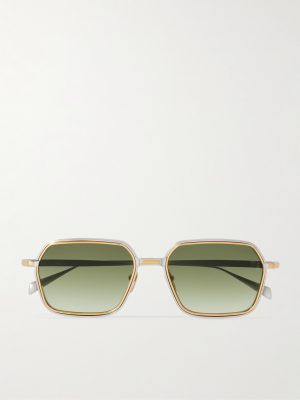 Admiral Rectangular-Frame Titanium Sunglasses