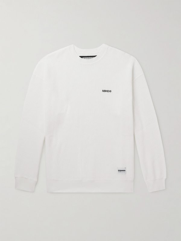 Logo-Embroidered Appliquéd Waffle-Knit Cotton T-Shirt