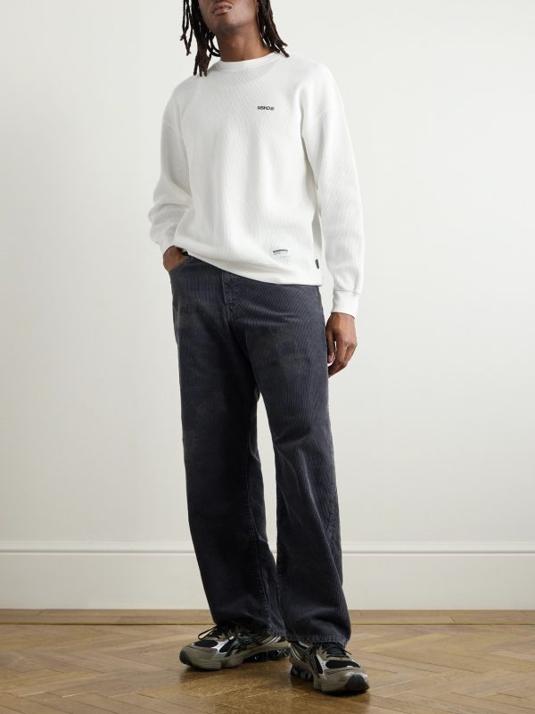 Logo-Embroidered Appliquéd Waffle-Knit Cotton T-Shirt - OU