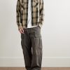 Savage Logo-Appliquéd Distressed Checked Cotton Shirt - OU