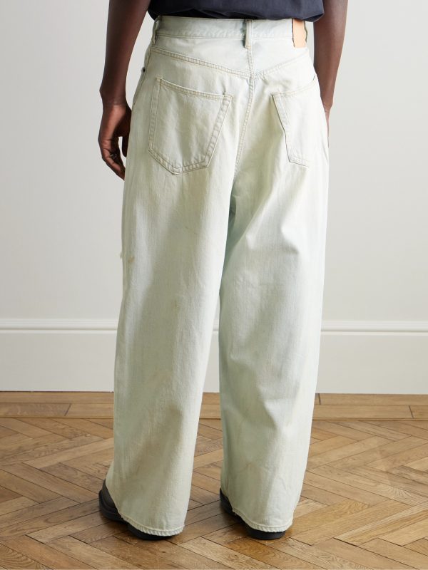 Wide-Leg Distressed Jeans - BK Wide-Leg Distressed Jeans - BK