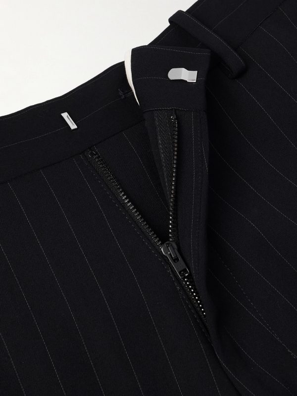 Wide-Leg Pinstriped Twill Trousers - E1