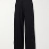 Wide-Leg Pinstriped Twill Trousers
