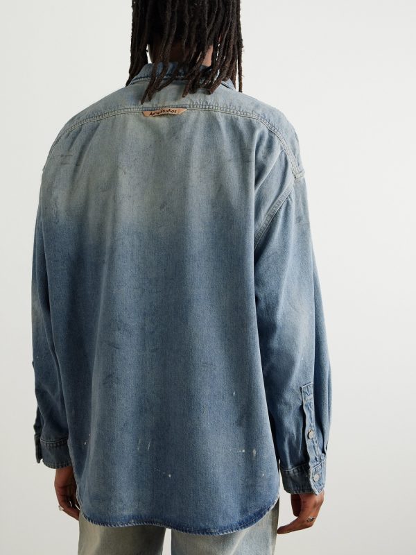 Paint-Splattered Organic Denim Shirt - BK