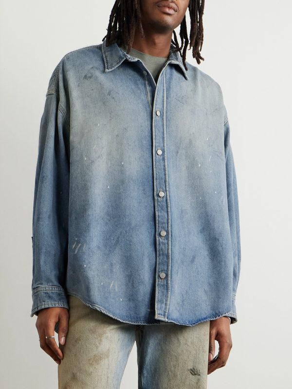 Paint-Splattered Organic Denim Shirt - FR
