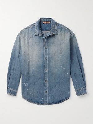 Paint-Splattered Organic Denim Shirt