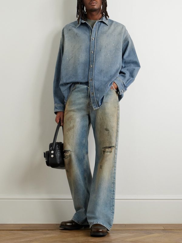 Paint-Splattered Organic Denim Shirt - OU