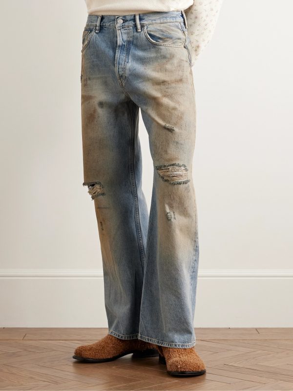 Straight-Leg Distressed Jeans - FR Straight-Leg Distressed Jeans - FR