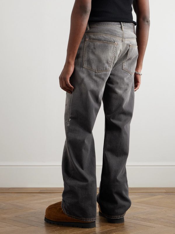 Straight-Leg Distressed Paint-Splattered Jeans - BK Straight-Leg Distressed Paint-Splattered Jeans - BK