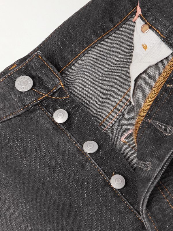 Straight-Leg Distressed Paint-Splattered Jeans - E1 Straight-Leg Distressed Paint-Splattered Jeans - E1