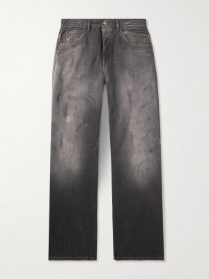 Straight-Leg Distressed Paint-Splattered Jeans Straight-Leg Distressed Paint-Splattered Jeans