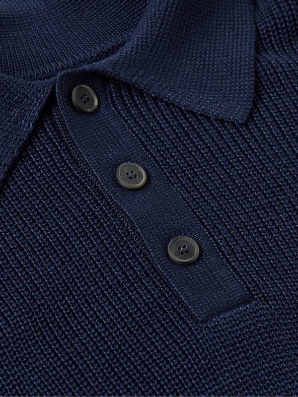 Ribbed Organic Mercerised Cotton Polo Shirt - CU